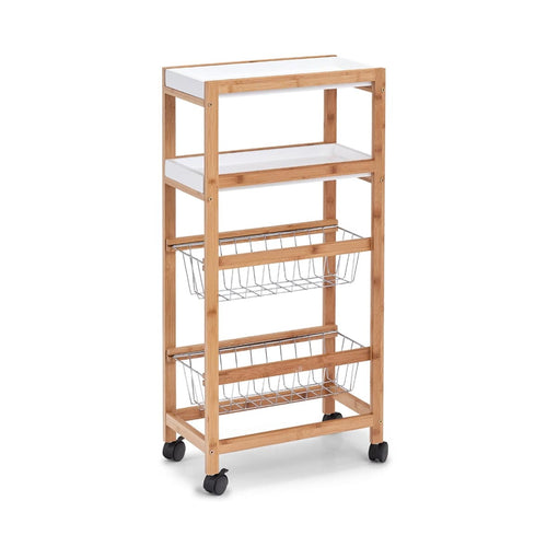 Zeller Carrello da cucina con 4 vani portaoggetti, MDF di bambù naturale, l40xl22xh83 cm