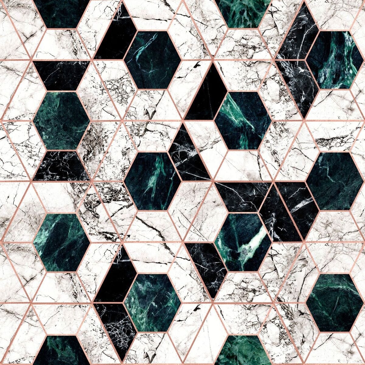 Global Art Carta da parati digitale HEXA Jade