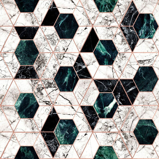 Global Art Carta da parati digitale HEXA Jade