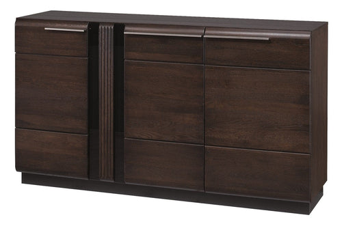 Szynaka Cassettiera in paglia, impiallacciatura e legno, con 3 ante Porti 45 Oak Choco, l160xL42xH90 cm