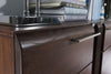 Cassettiera in paglia, impiallacciatura e legno, con 3 ante Porti 45 Oak Choco, l160xL42xH90 cm (3)