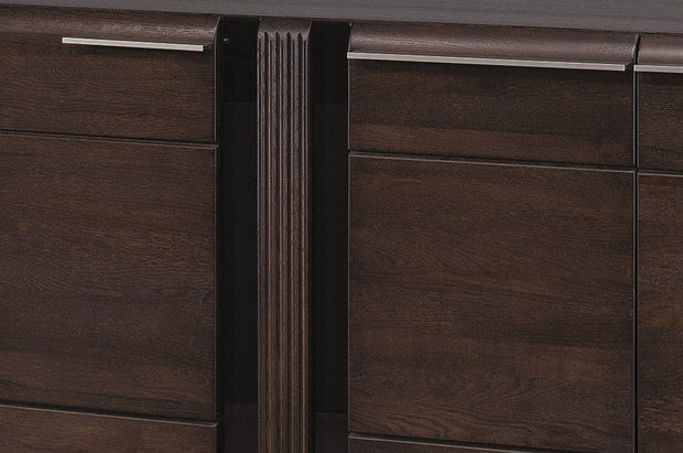 Szynaka Cassettiera in paglia, impiallacciatura e legno, con 3 ante Porti 45 Oak Choco, l160xL42xH90 cm