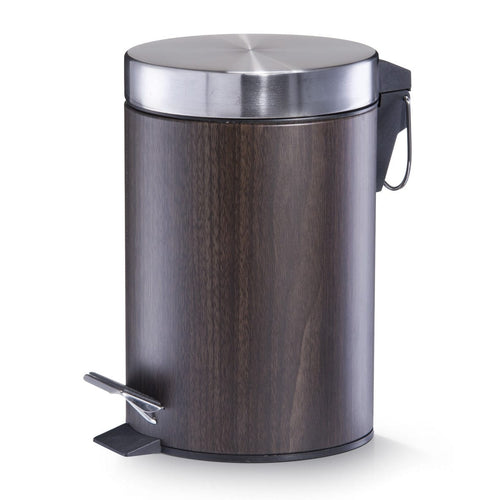 Zeller Cestino a pedale per bagno, metallo, noce ottico, 3L