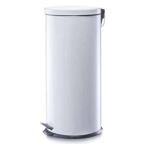 Zeller Cestino con pedale, metallo bianco, 30L, Ø29xH66 cm