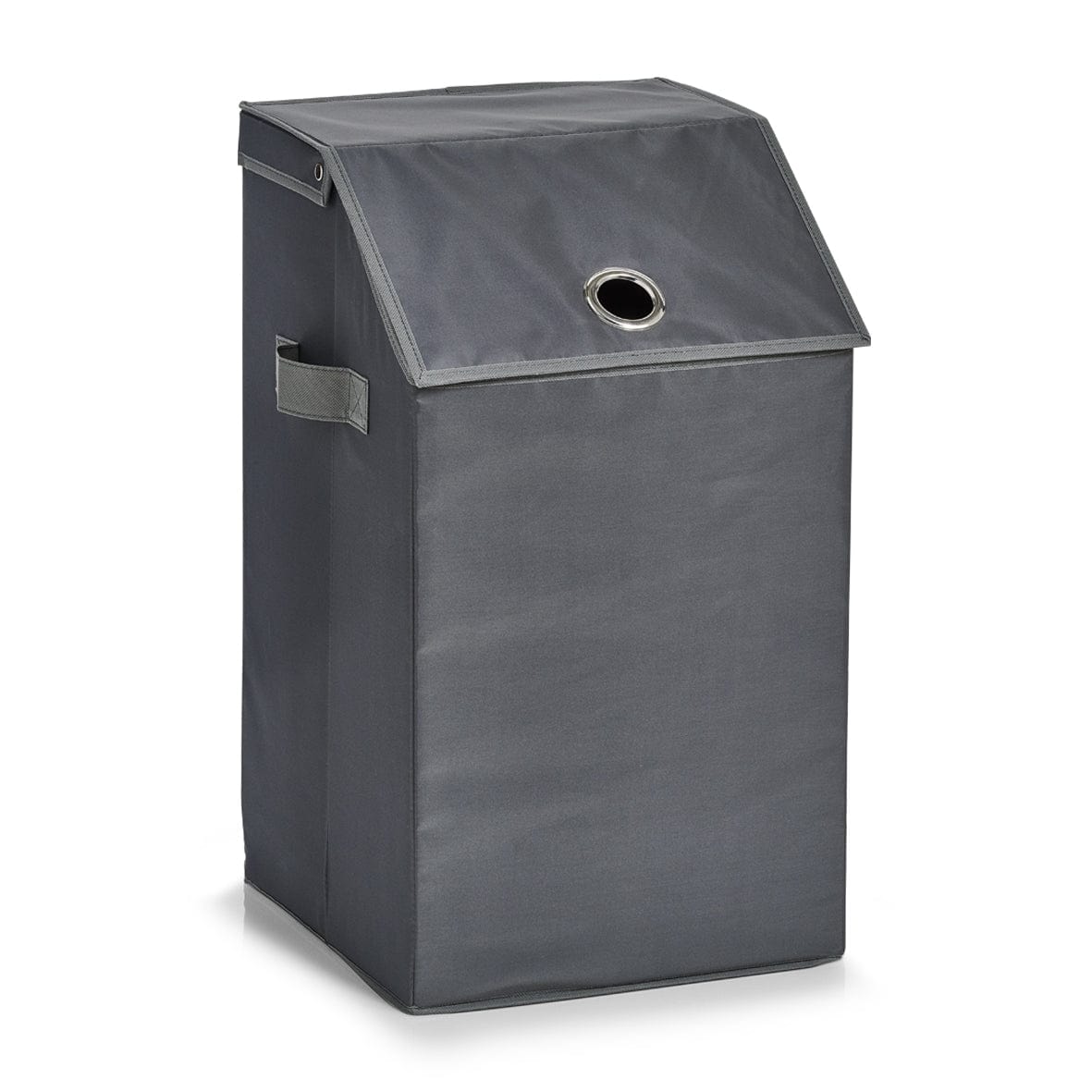 Zeller Cesto portabiancheria con coperchio Home, Poliestere antracite, l34xl34xh60 cm