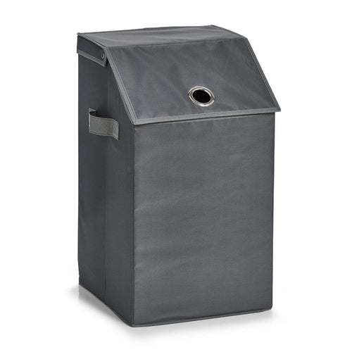 Zeller Cesto portabiancheria con coperchio Home, Poliestere antracite, l34xl34xh60 cm