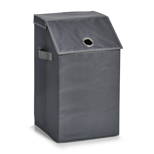 Zeller Cesto portabiancheria con coperchio Home, Poliestere antracite, l34xl34xh60 cm