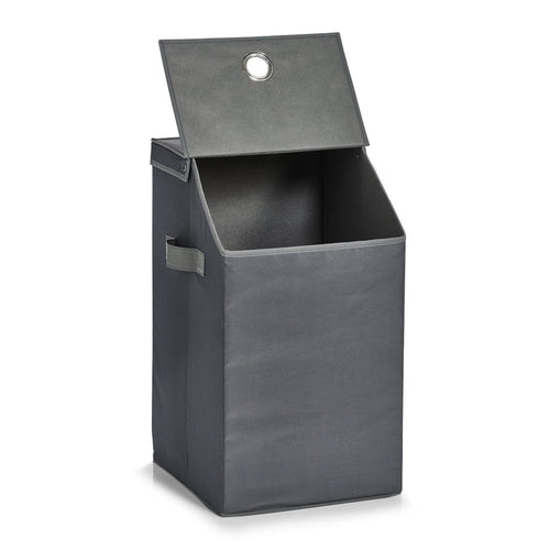 Zeller Cesto portabiancheria con coperchio Home, Poliestere antracite, l34xl34xh60 cm