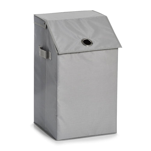 Zeller Cesto portabiancheria con coperchio Home, Poliestere grigio, l34xl34xh60 cm