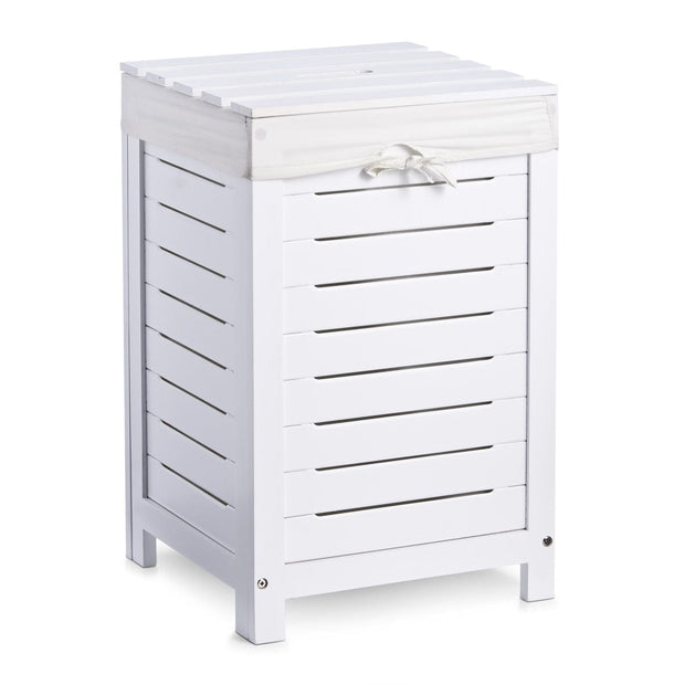 Zeller Cesto portabiancheria con coperchio, MDF bianco, l35xl35xh55 cm