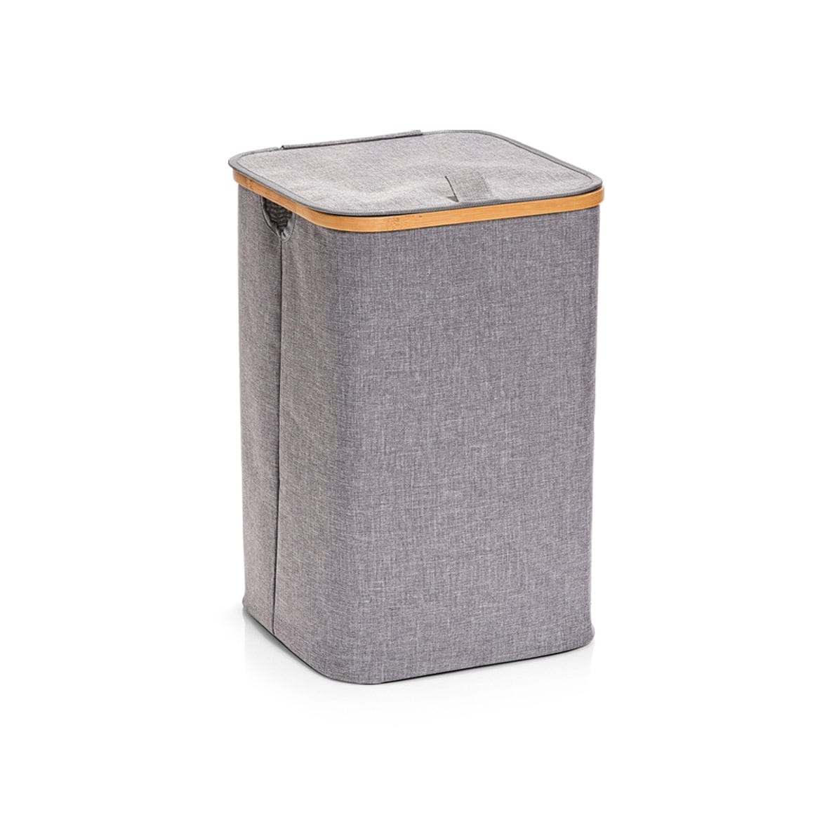 Zeller Cesto portabiancheria con coperchio, Poliestere grigio, L33xL33xH50 cm