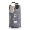 Zeller Cesto portabiancheria con manici Design, Poliestere Grigio, Ø 36xH72 cm