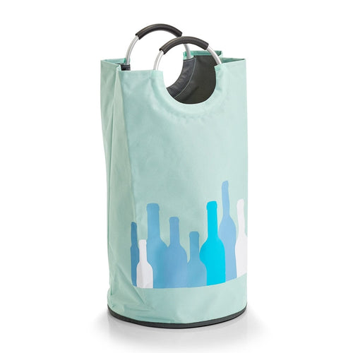 Zeller Cesto portabottiglie con manici, poliestere menta, Ø 36xH72 cm