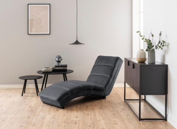 Actona Chaise longue in velluto Slinky Grigio