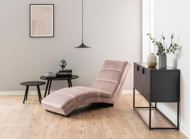 Actona Chaise longue in velluto Slinky Rosa