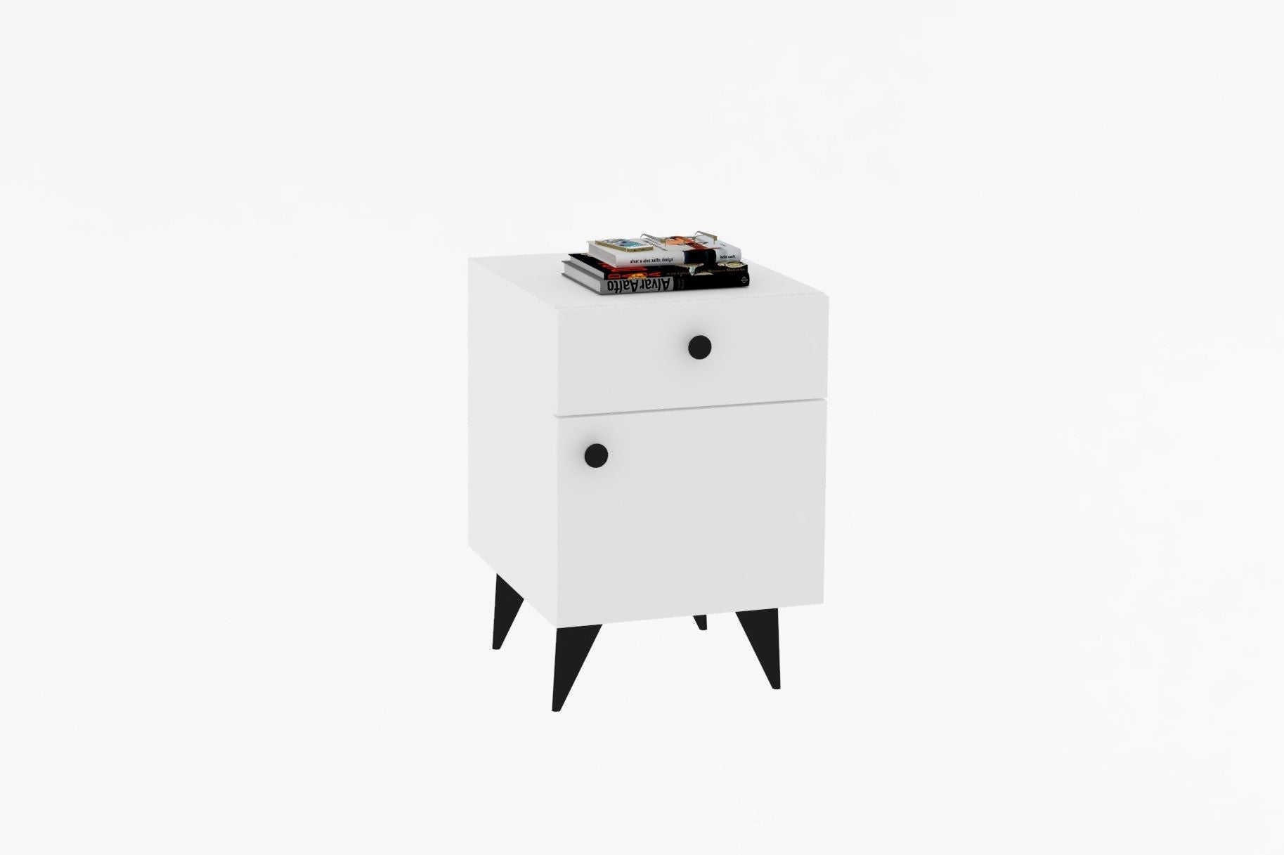 Asir Comodino con 1 cassetto e 1 anta Pila Bianco