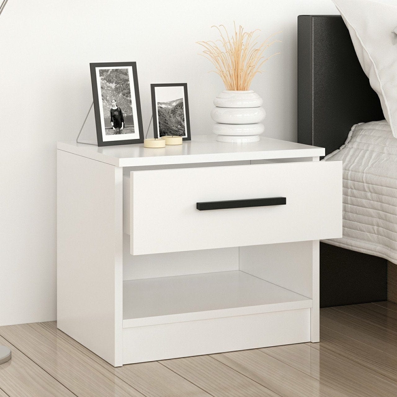 Asir Comodino con 1 cassetto Kale 3727 Bianco