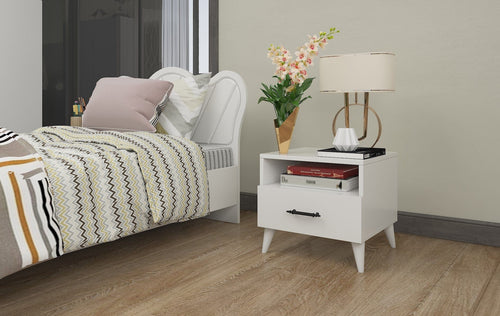 Asir Comodino con 1 cassetto Lavinia 501 Bianco