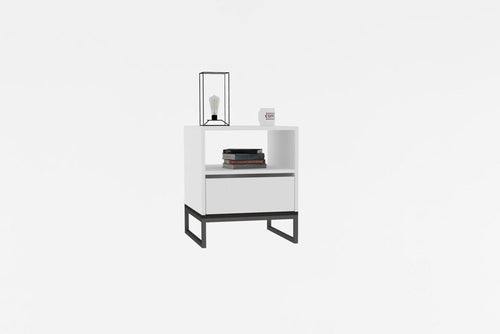 Asir Comodino con 1 cassetto Lindau Bianco