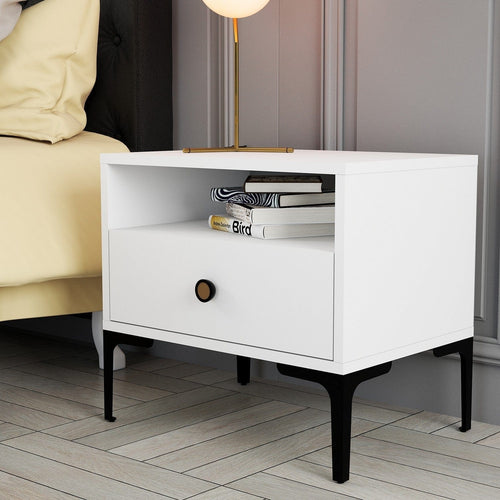 Asir Comodino con 1 cassetto Lizbon 535 Bianco