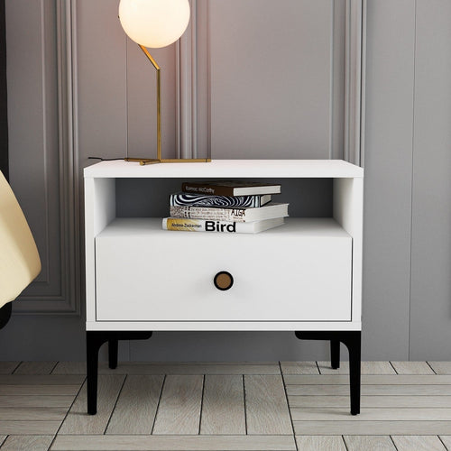 Asir Comodino con 1 cassetto Lizbon 535 Bianco