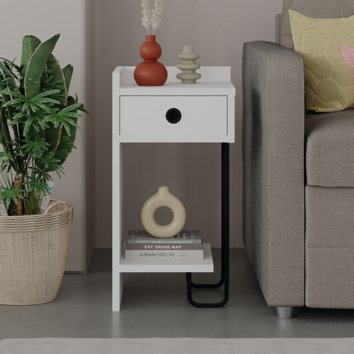 Asir Comodino con 1 cassetto Sirius Left V2 Bianco