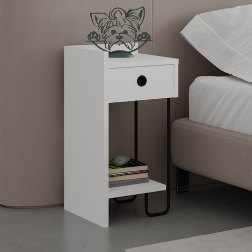 Asir Comodino con 1 cassetto Sirius Left V2 Bianco