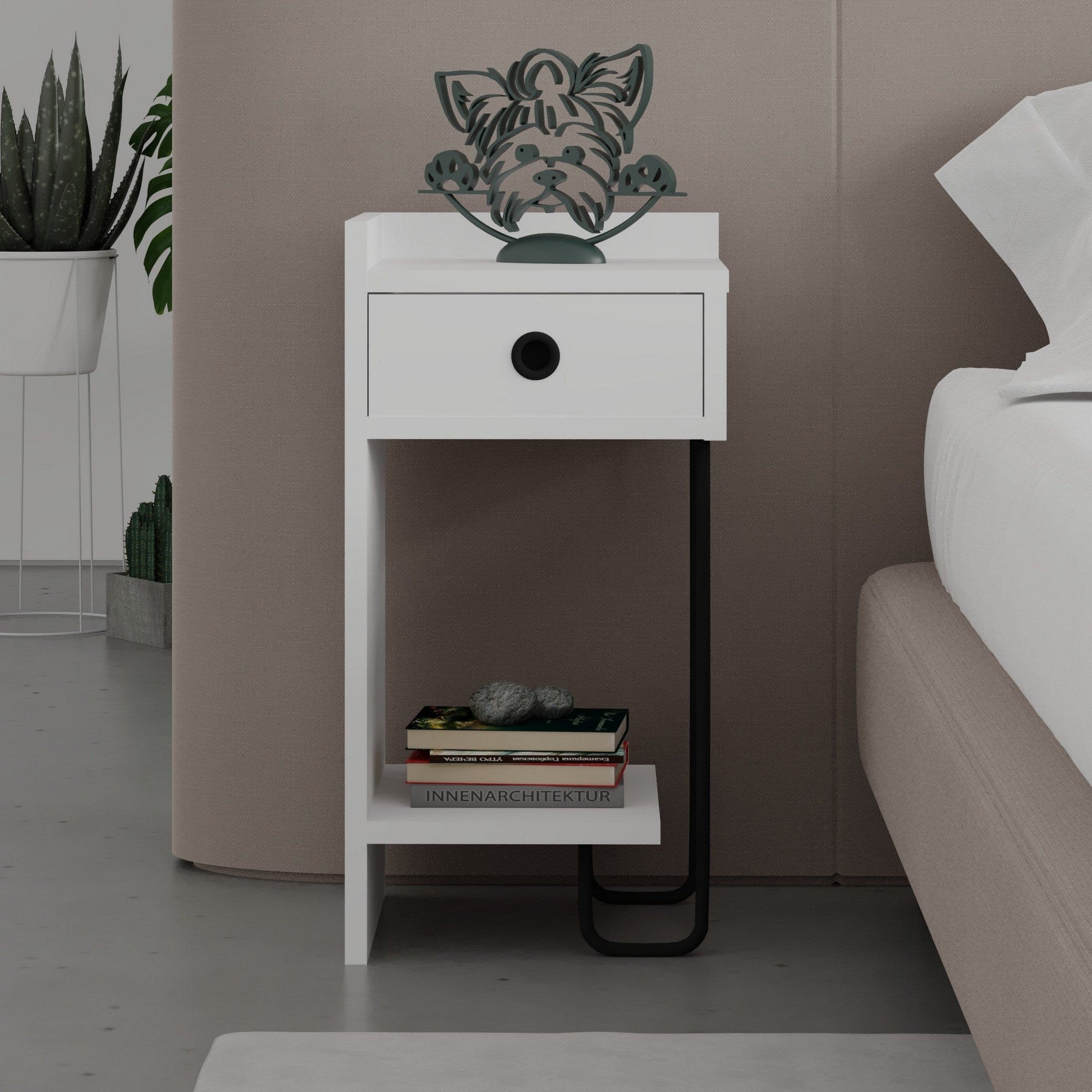 Asir Comodino con 1 cassetto Sirius Left V2 Bianco