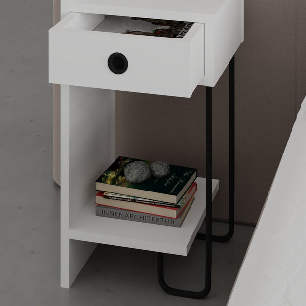 Asir Comodino con 1 cassetto Sirius Left V2 Bianco