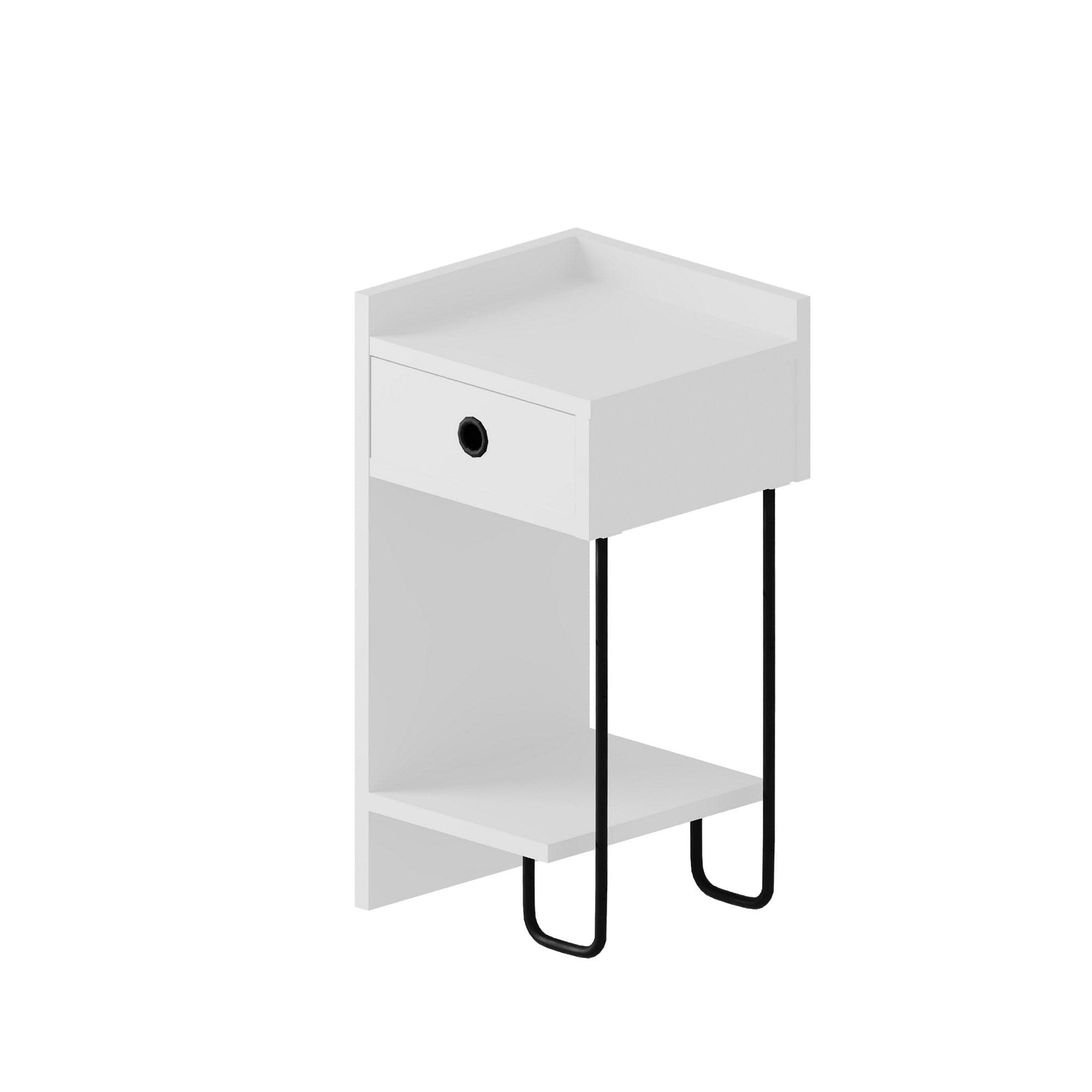 Asir Comodino con 1 cassetto Sirius Left V2 Bianco