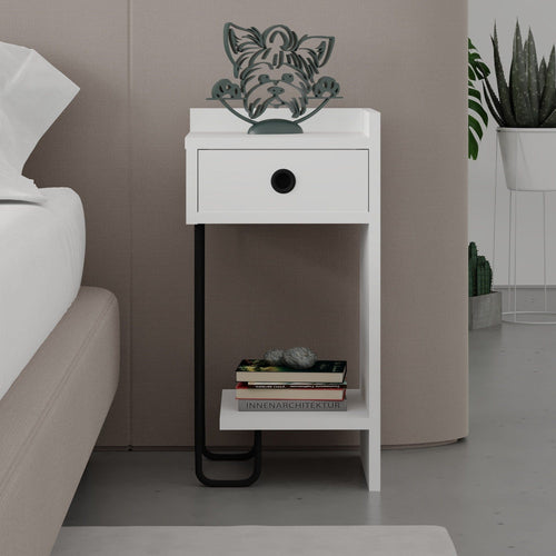Asir Comodino con 1 cassetto Sirius Right Bianco