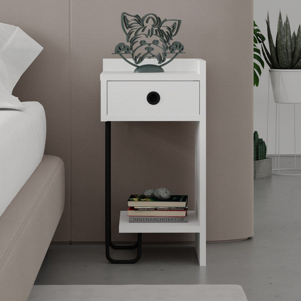 Asir Comodino con 1 cassetto Sirius Right Bianco