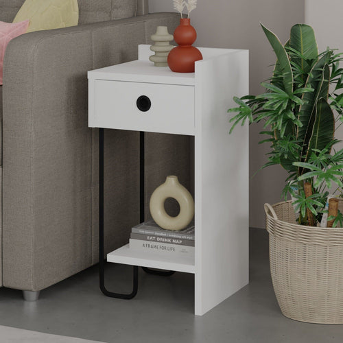 Asir Comodino con 1 cassetto Sirius Right Bianco