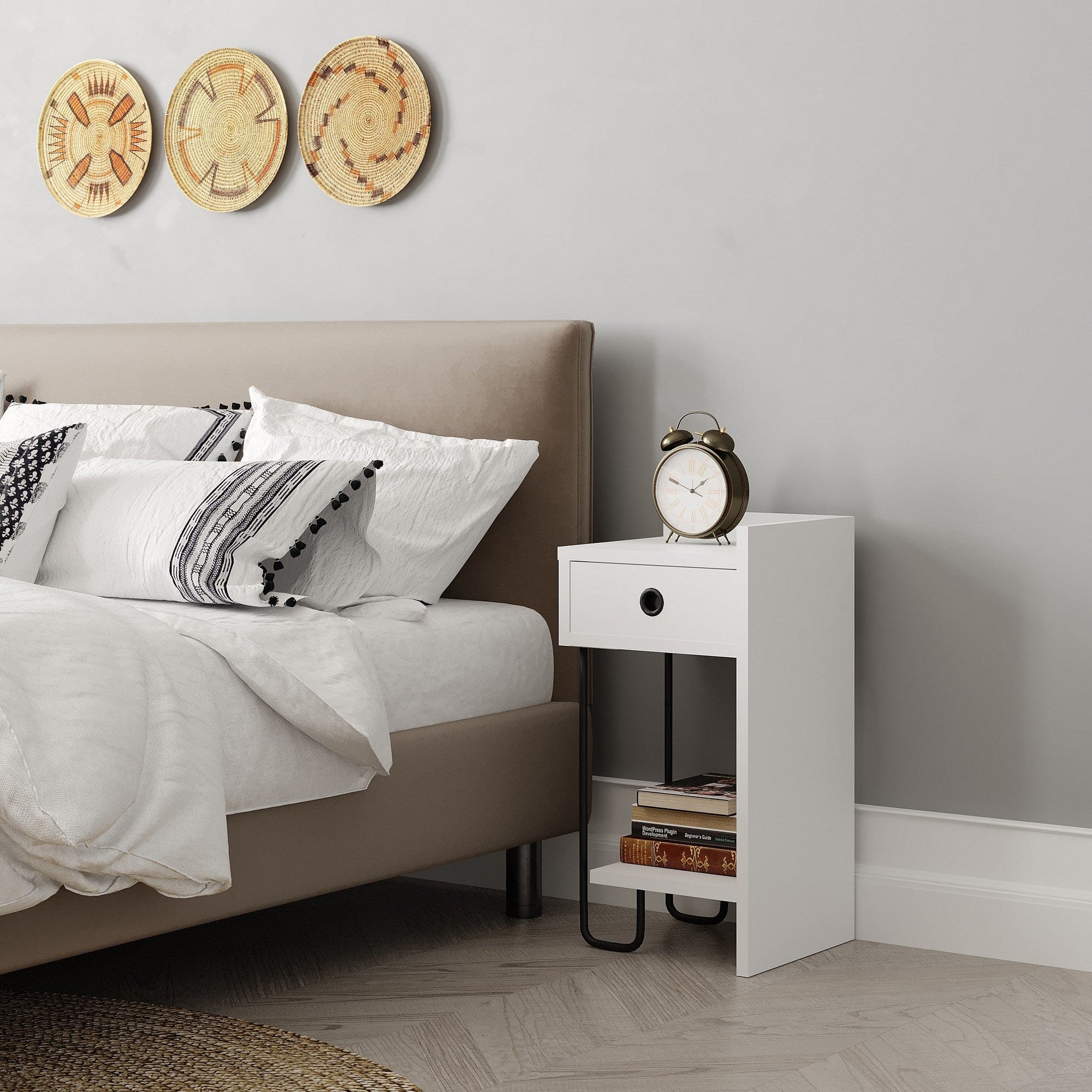 Asir Comodino con 1 cassetto Sirius Right Bianco