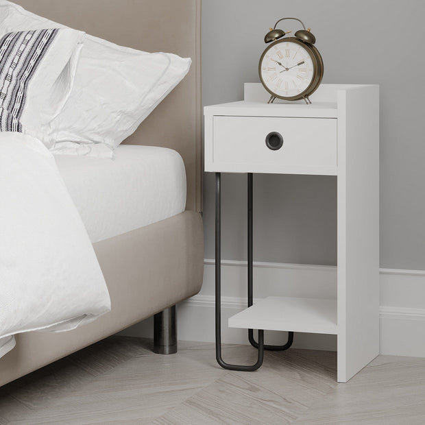 Asir Comodino con 1 cassetto Sirius Right Bianco