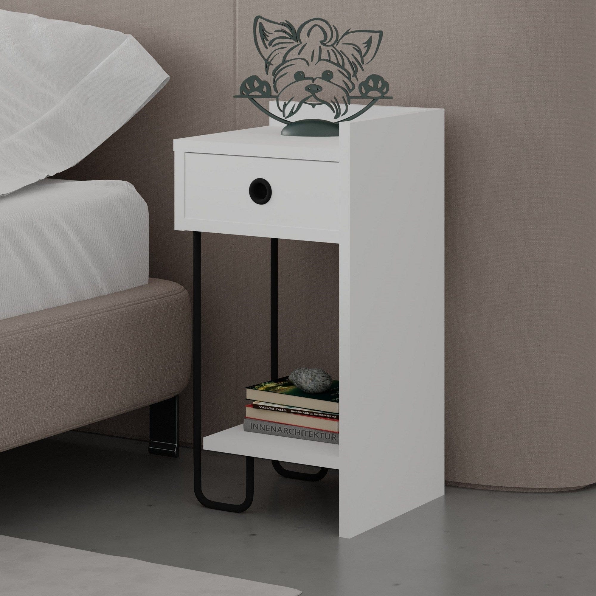 Asir Comodino con 1 cassetto Sirius Right Bianco
