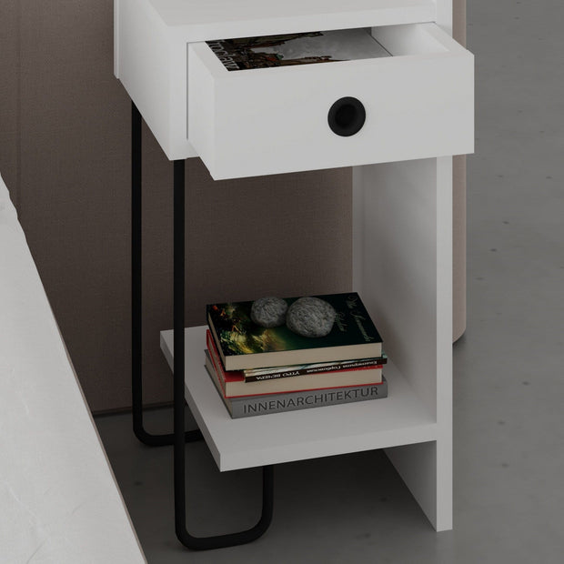 Asir Comodino con 1 cassetto Sirius Right Bianco