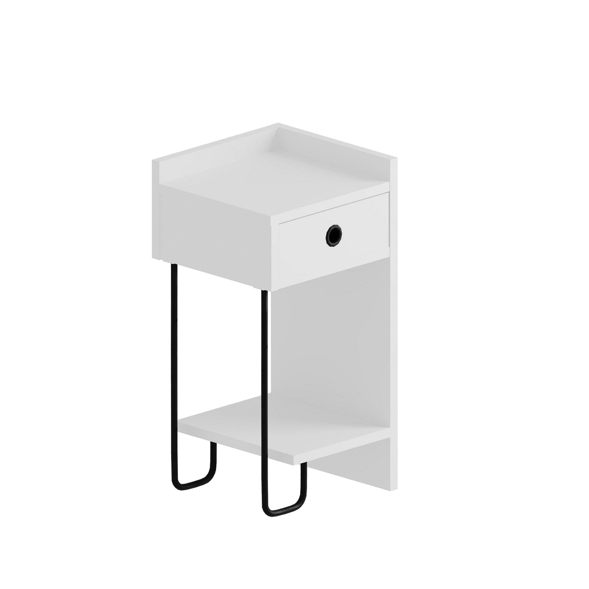 Asir Comodino con 1 cassetto Sirius Right Bianco