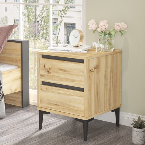 Asir Comodino con 2 cassetti Ark 6 Naturale