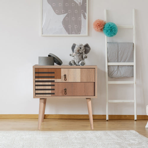 Asir Comodino con 2 cassetti City Colorblock Multicolore