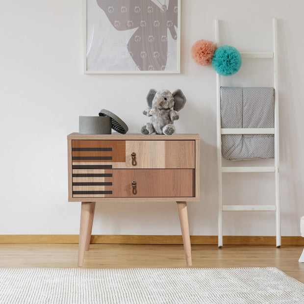 Asir Comodino con 2 cassetti City Colorblock Multicolore