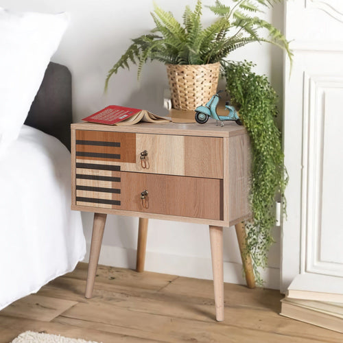 Asir Comodino con 2 cassetti City Colorblock Multicolore