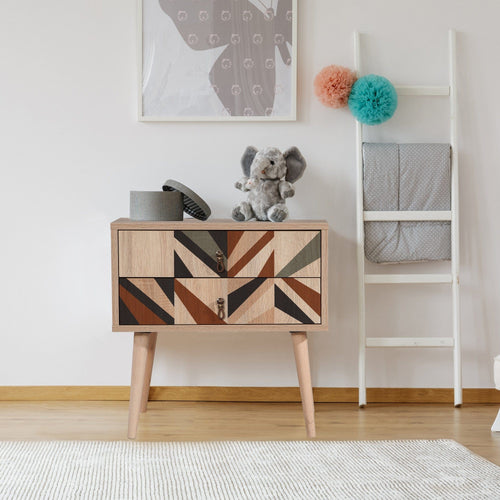 Asir Comodino con 2 cassetti City Triangle Multicolore