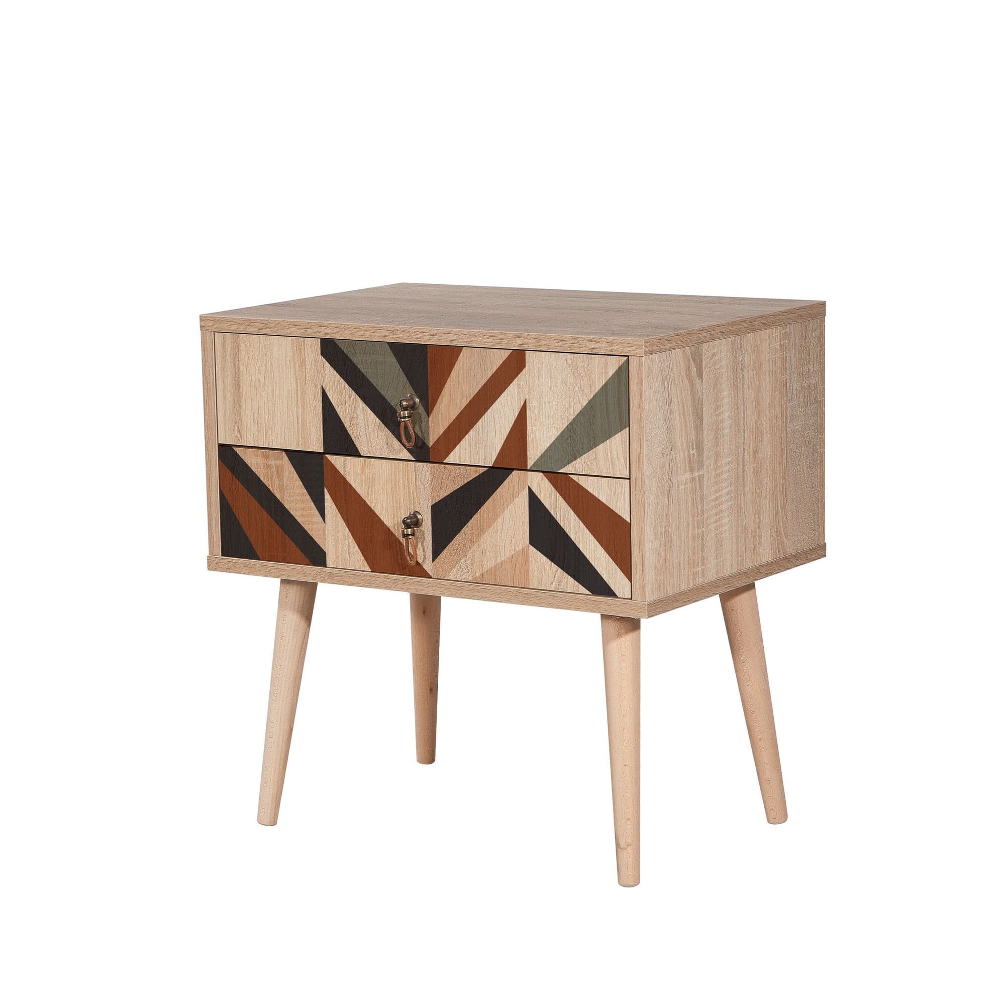 Asir Comodino con 2 cassetti City Triangle Multicolore