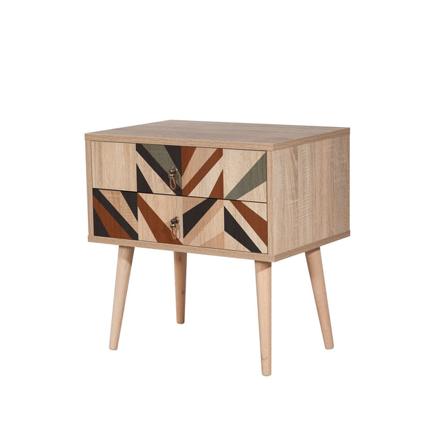 Asir Comodino con 2 cassetti City Triangle Multicolore