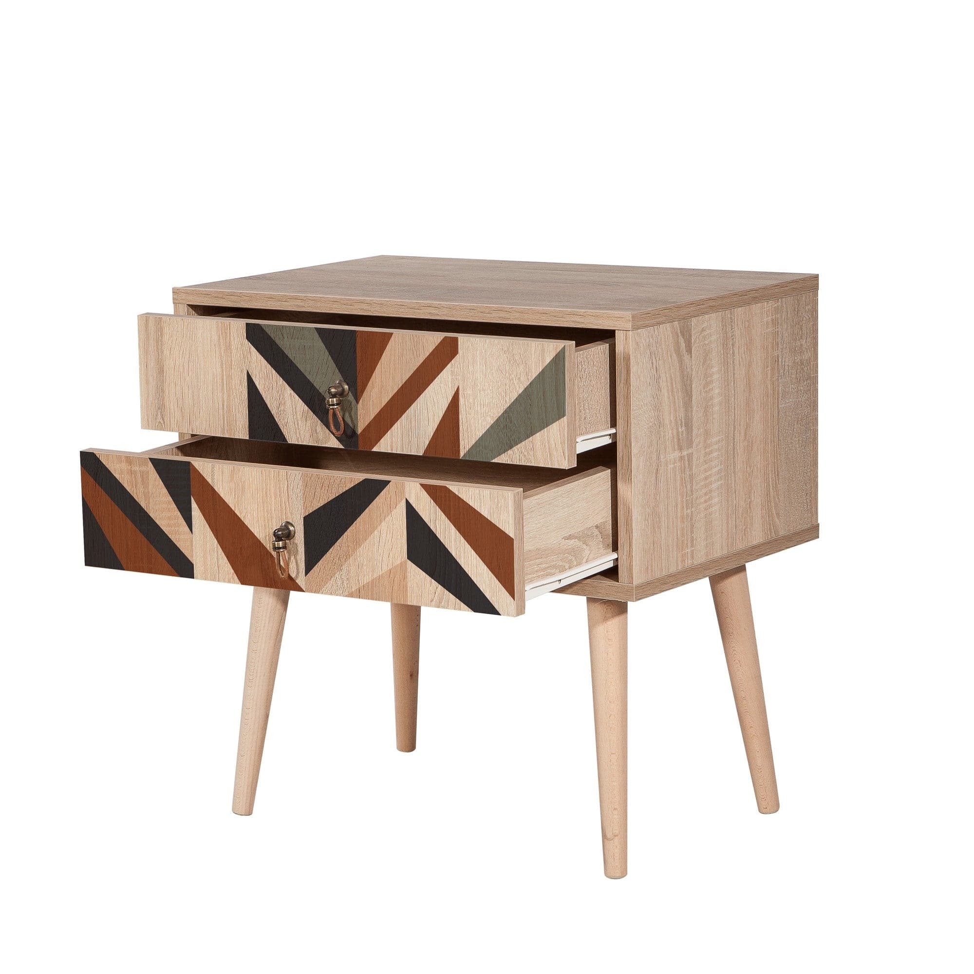 Asir Comodino con 2 cassetti City Triangle Multicolore