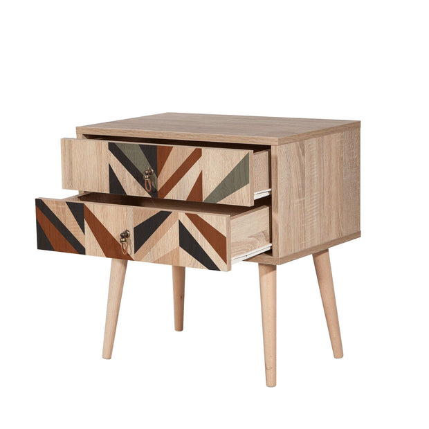 Asir Comodino con 2 cassetti City Triangle Multicolore