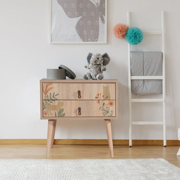 Asir Comodino con 2 cassetti City Two Cat Multicolore
