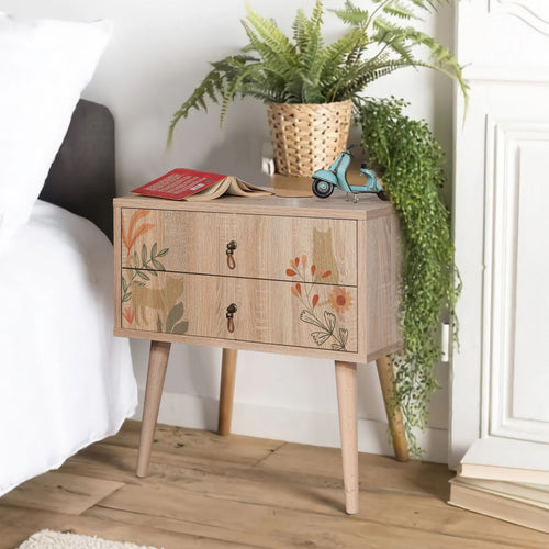 Asir Comodino con 2 cassetti City Two Cat Multicolore