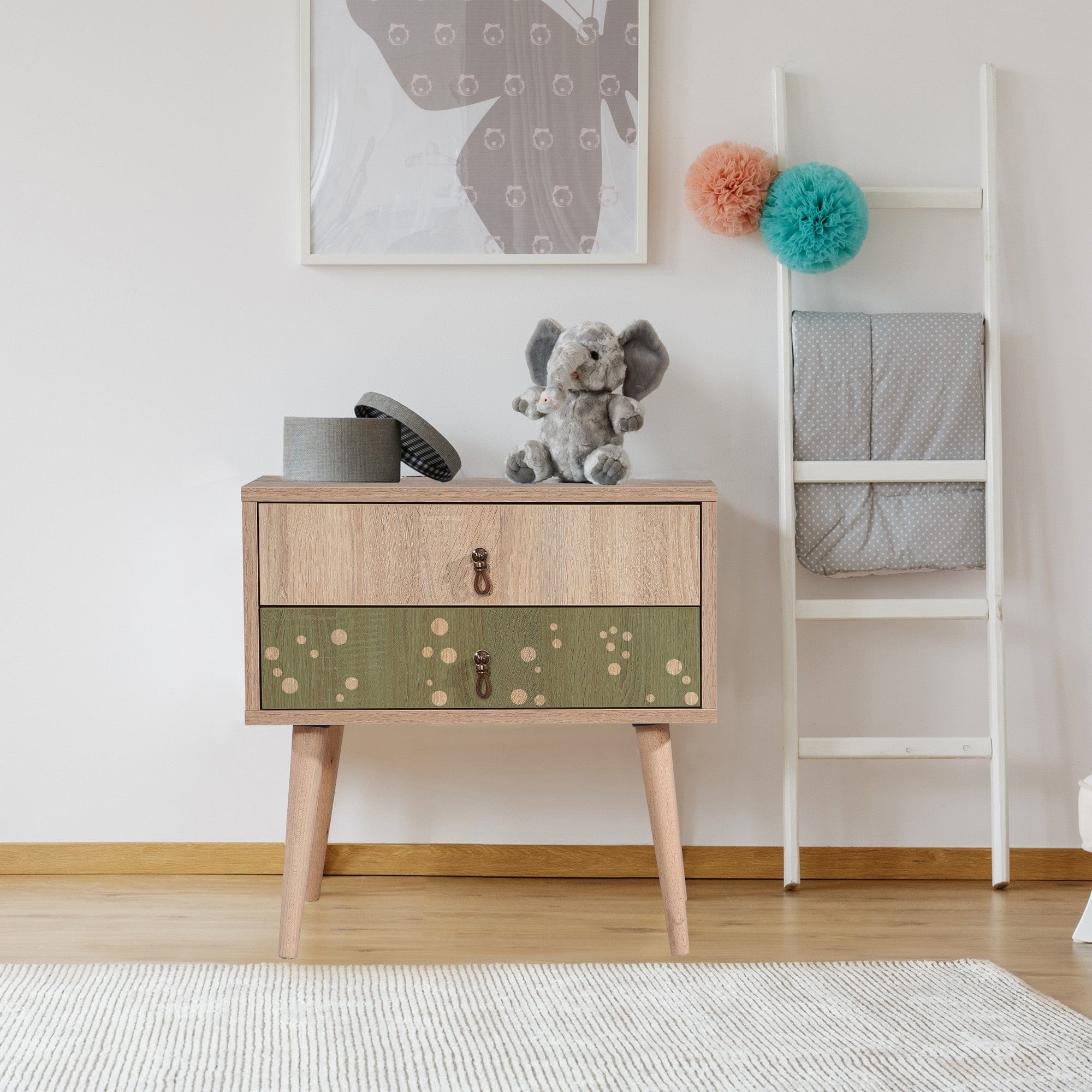 Asir Comodino con 2 cassetti City Two Dino Multicolore